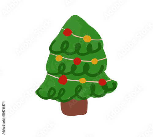 Wallpaper Mural cute christmas tree watercolor illustration png transparent kids children draw doodle digital sticker planner Torontodigital.ca