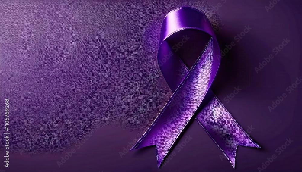 Purple Awareness Ribbon. Symbol of Support for Domestic Violence Survivors, Alzheimer's Advocacy, Epilepsy Awareness, and Cancer Causes. Promoting Hope, Strength, and Community Solidarity Purple Awareness Ribbon. Symbol of Support for Domestic Violence Survivors, Alzheimer's Advocacy, Epilepsy Awareness, and Cancer Causes. Promoting Hope, Strength, and Community Solidarity