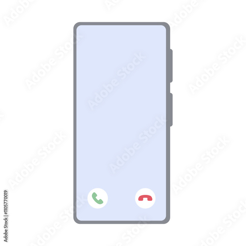 Phone with blank screen. Call button. Vector simple color flat illustration.