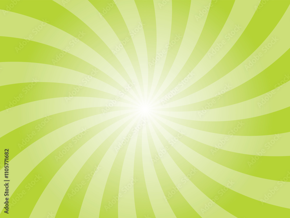 Green yellow sunburst background. Radial retro glowing rays banner. Soft vivid green retro whirlwind starburst vector abstract background. Twisted radial illustration. Green yellow sunburst background. Radial retro glowing rays banner. Soft vivid green retro whirlwind starburst vector abstract background. Twisted radial illustration.