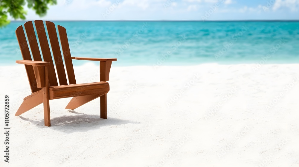 Quiet beach scene with a single chair and footprints in the sand Quiet beach scene with a single chair and footprints in the sand
