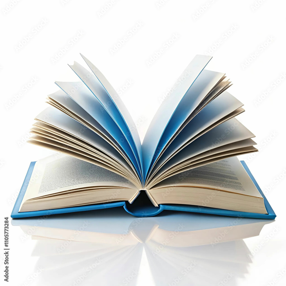 Fototapeta premium An open book with visible pages, showcasing its text or illustrations