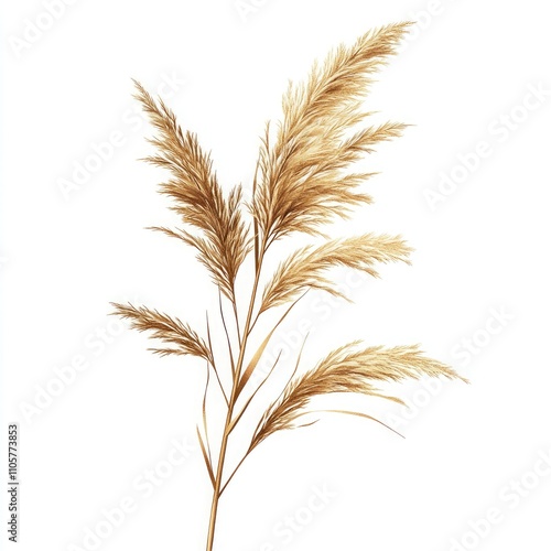 A single, large golden grass plant with long leaves and a wide crown