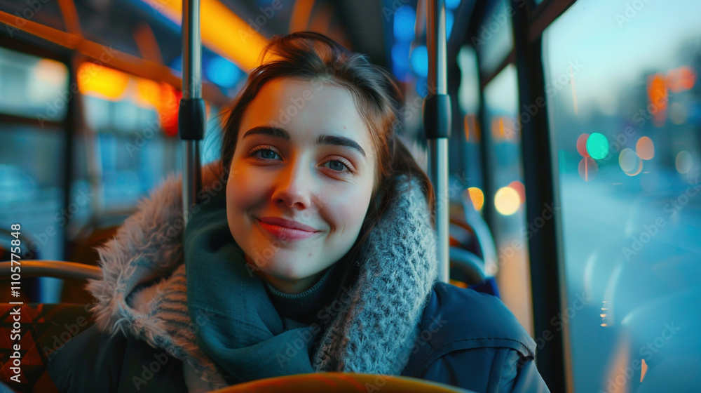 Joy of travel, relaxation, and the positive experience of commuting. Cheerful passenger enjoying a comfortable and pleasant journey on public transport, radiating happiness and contentment Joy of travel, relaxation, and the positive experience of commuting. Cheerful passenger enjoying a comfortable and pleasant journey on public transport, radiating happiness and contentment
