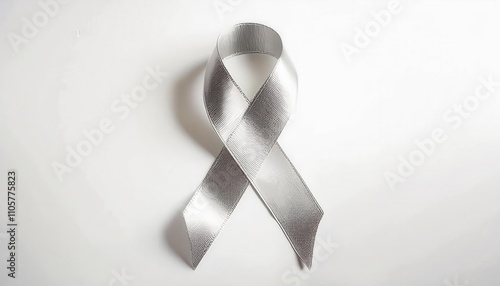 Silver Awareness Ribbon. Symbol of Hope, Unity, and Awareness for Brain Disorders, Mental Health, Disabilities, and Rare Diseases. Advocacy, Support, and Meaningful Representation Worldwide photo