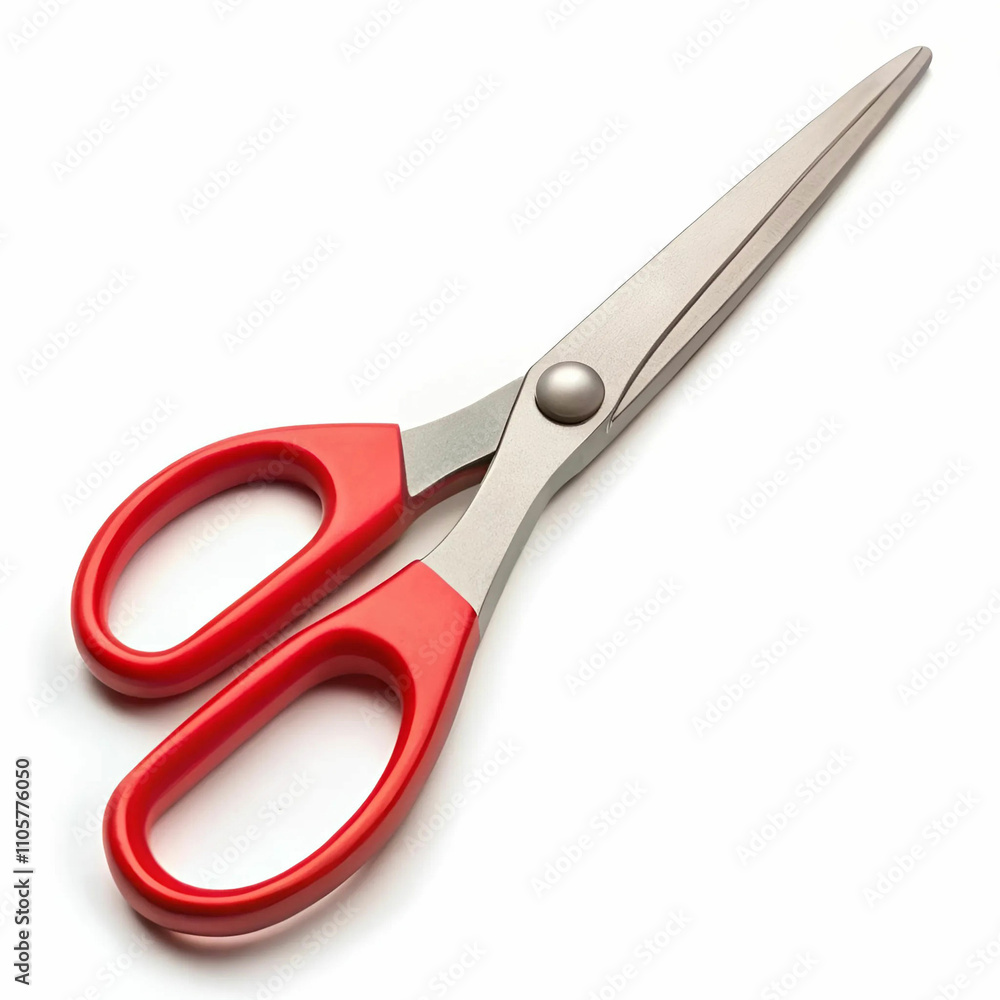 A pair of scissors with sharp metal blades and ergonomic handles, A pair of scissors with sharp metal blades and ergonomic handles,