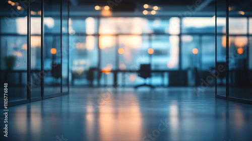 Wallpaper Mural Modern office space bathed in golden sunset light during evening hours Torontodigital.ca