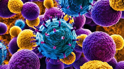 Microscopic View of Viruses and Bacteria in 3D

 photo