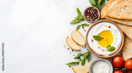 Wallpaper Mural Quark styled as a dip with sliced vegetables and breadsticks around Torontodigital.ca