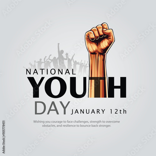 January 12 Happy Indian National Youth day greeting card, people group. abstract vector illustration design