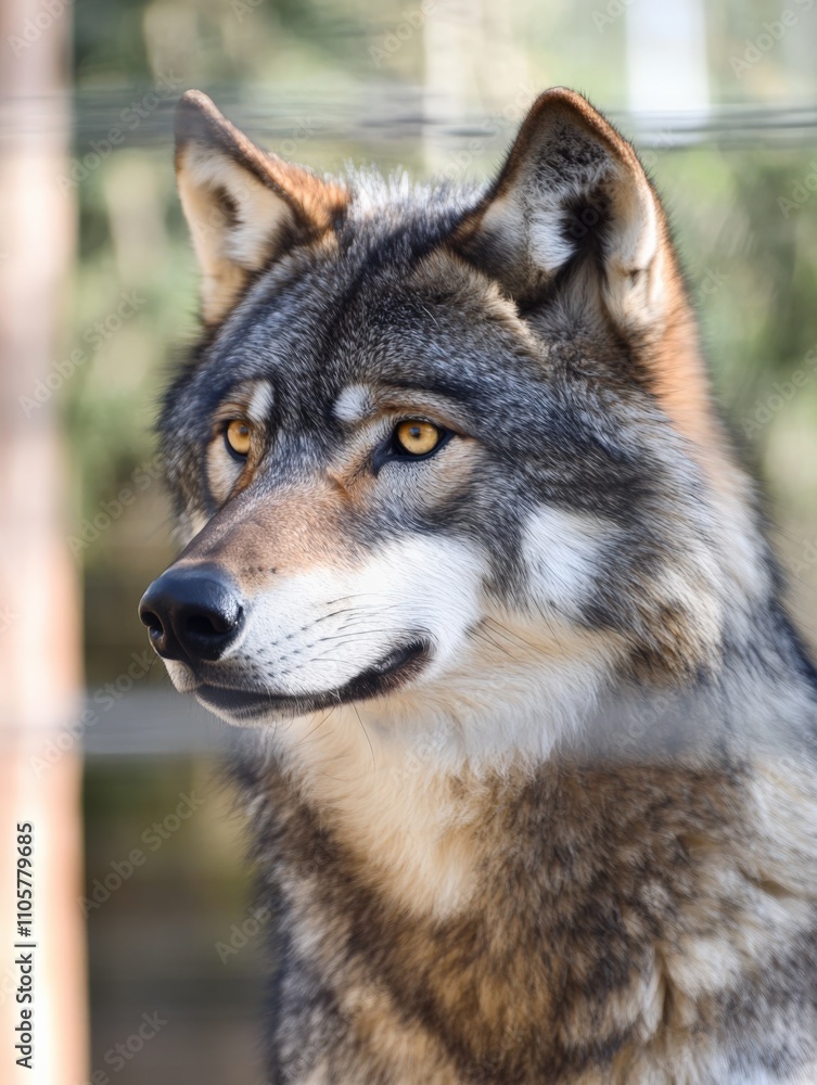 Male Wolf Portrait: Captivating Close-Up of Alpha Canis Beast in its Natural Background Male Wolf Portrait: Captivating Close-Up of Alpha Canis Beast in its Natural Background