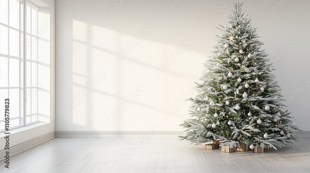 Christmas tree in the spacious living room Christmas tree in the spacious living room