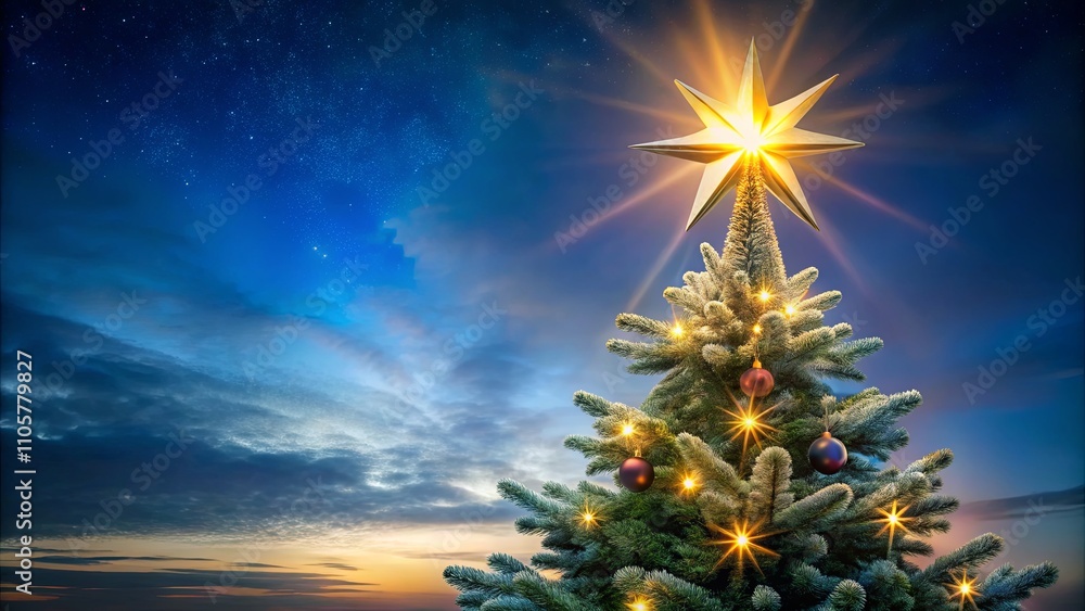 Elegant Christmas Tree Under Starry Night Sky Elegant Christmas Tree Under Starry Night Sky
