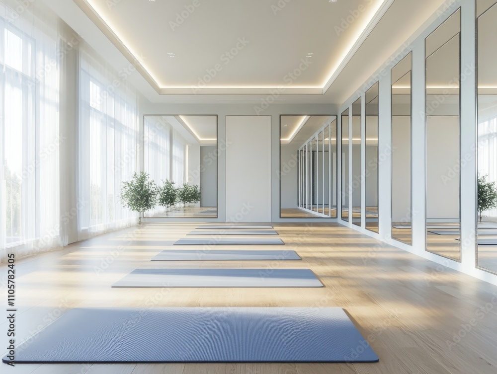 Fototapeta premium Spacious Yoga Studio with Light and Mirrors
