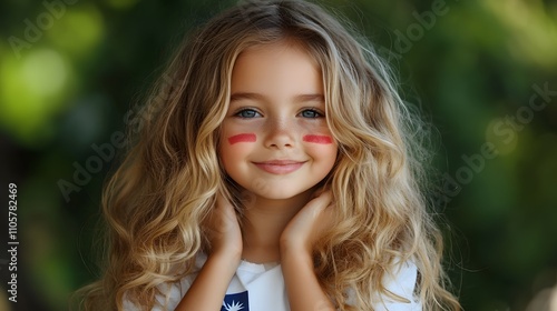 A child painting an Australian flag on their face, celebrating Australia Day