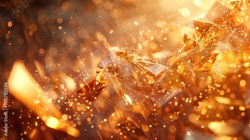 Sparkling golden abstract background with bokeh lights and glitters.