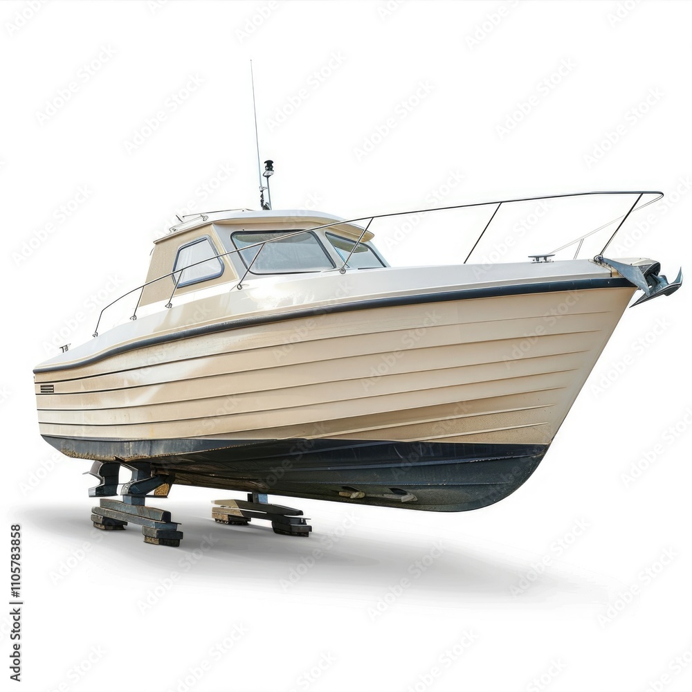 Motor boat docked at berth. Motor boat docked at berth.