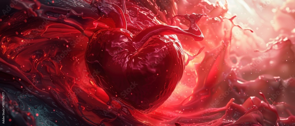 Human Heart with Glowing Red Energy and Abstract Vascular Connections Human Heart with Glowing Red Energy and Abstract Vascular Connections