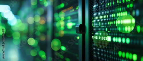 Wallpaper Mural Green technology background and abstract light of digital technology, server data. wide panoramic banner Torontodigital.ca