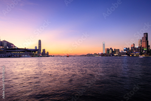 Photography Breathtaking Sunset Over Victoria Harbour Featuring Traditional Chinese Sailing