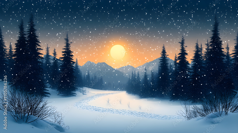 Vector style background in the concept of winter landscape. Vector style background in the concept of winter landscape.