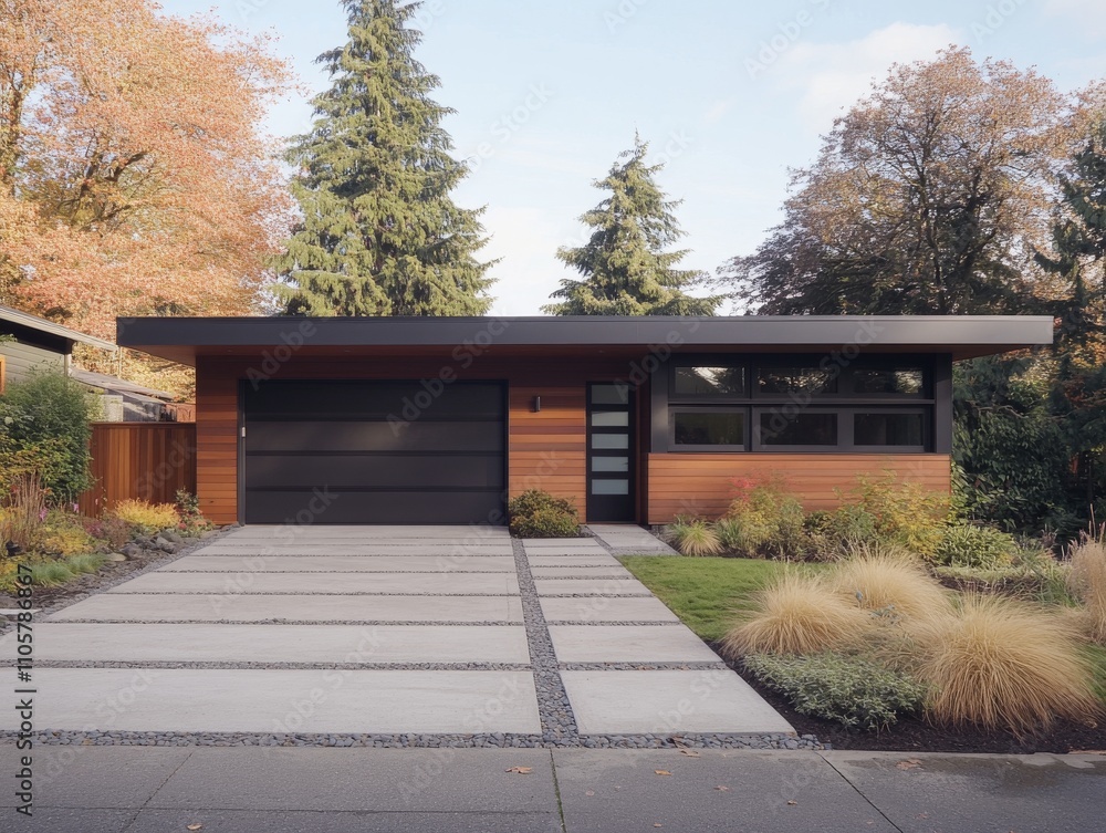 Minimalist Driveway with Clean Cement Slabs Minimalist Driveway with Clean Cement Slabs