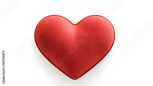 A red velvet cushion shaped like a heart, isolated on white