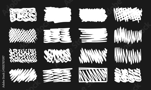 Wallpaper Mural Sixteen Rectangular Handwritten Doodle Backgrounds. White on Black. Vector Set Torontodigital.ca