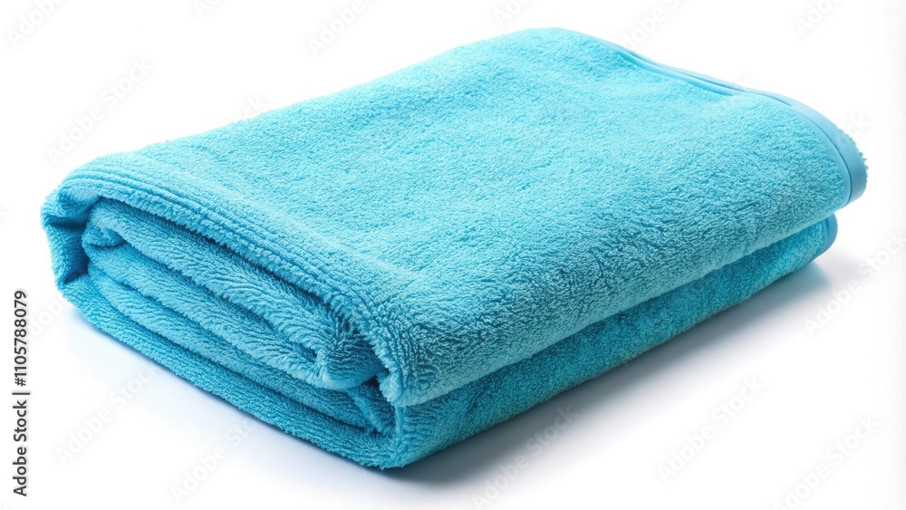 Light Blue Soft Terry Towel Isolated on White Background - Top View for Home Decor, Bathroom Accessories, Spa Essentials, Textile Products, and Lifestyle Photography Light Blue Soft Terry Towel Isolated on White Background - Top View for Home Decor, Bathroom Accessories, Spa Essentials, Textile Products, and Lifestyle Photography
