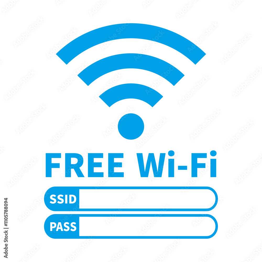 文字入り Wi-Fiのアイコン シンプル 水色 寒色系 SSIDとPASS 記入スペースあり 文字入り Wi-Fiのアイコン シンプル 水色 寒色系 SSIDとPASS 記入スペースあり