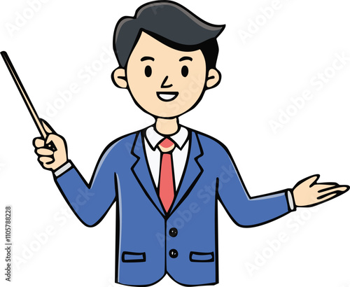 teacher clipart with teaching pose illustration
