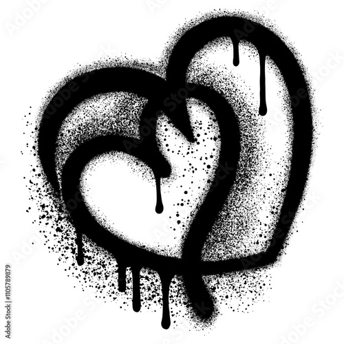 Heart symbol graffiti in defferent style isolated on White background. photo