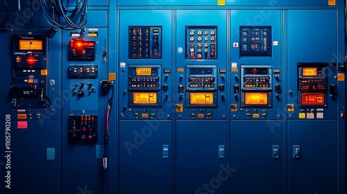 Dark Blue Electrotechnical Switchgear for Main Control and Distribution in Electrotechnical Systems photo