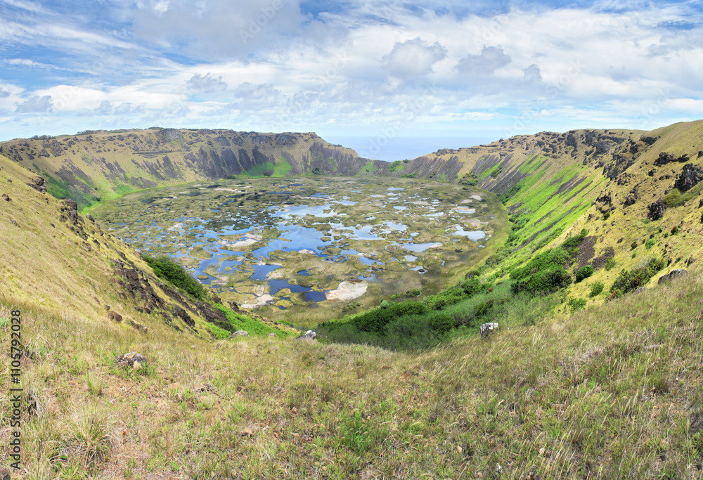 Rano Kau extinct volcano of Easter Island, Chile Rano Kau extinct volcano of Easter Island, Chile