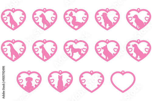 Set of Valentine dog ornaments