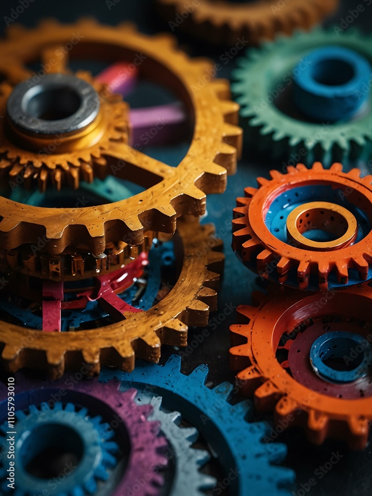 Colorful gears in motion. Colorful gears in motion.
