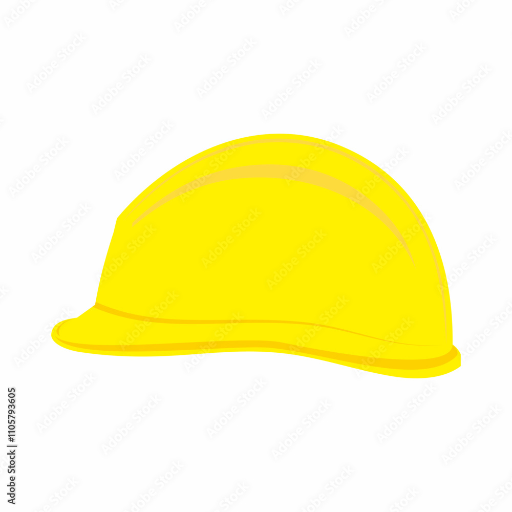Side view of yellow safety helmet, headgear, and hardhat cap for industrial and or construction work personal protective equipment. Side view of yellow safety helmet, headgear, and hardhat cap for industrial and or construction work personal protective equipment.