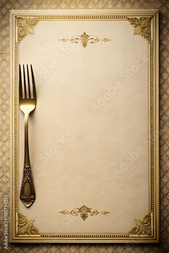Luxurious blank menu page with golden fork