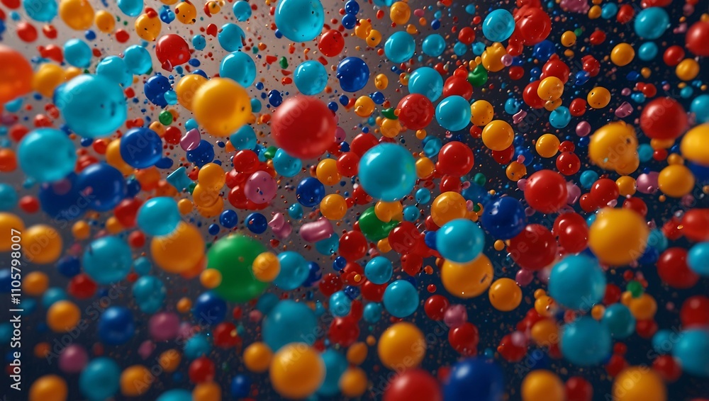 Colorful plastic particles falling on a blank surface. Colorful plastic particles falling on a blank surface.