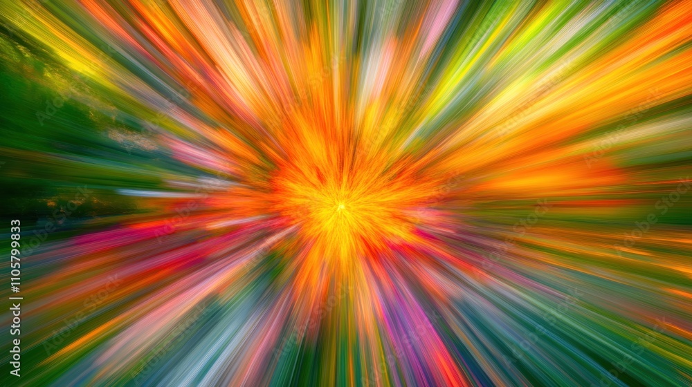Abstract Colorful Radiating Lines Burst Of Light