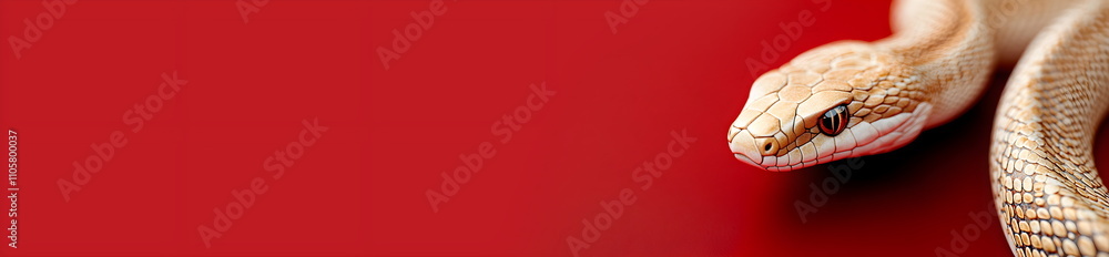 Snake on red background. Festive banner copyspace, Greeting card with Chinese New Year. Snake on red background. Festive banner copyspace, Greeting card with Chinese New Year.