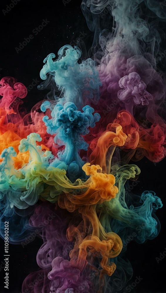 Fototapeta premium Colorful smoke background created with generative AI technology.