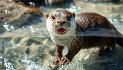 Adorable Otter in Water Wildlife Animal Portrait Nature Photography