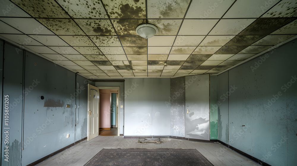 Moldy ceiling in apartment reveals neglect and potential health hazards, emphasizing the importance of regular maintenance and living conditions. Moldy ceiling in apartment reveals neglect and potential health hazards, emphasizing the importance of regular maintenance and living conditions.