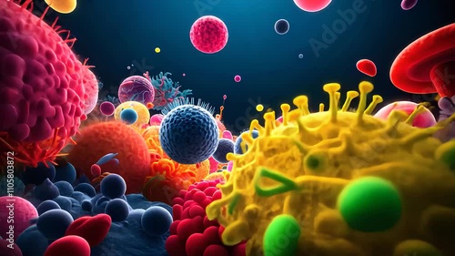 Microscopic View of Colorful Bacteria and Viruses in 3D

 photo