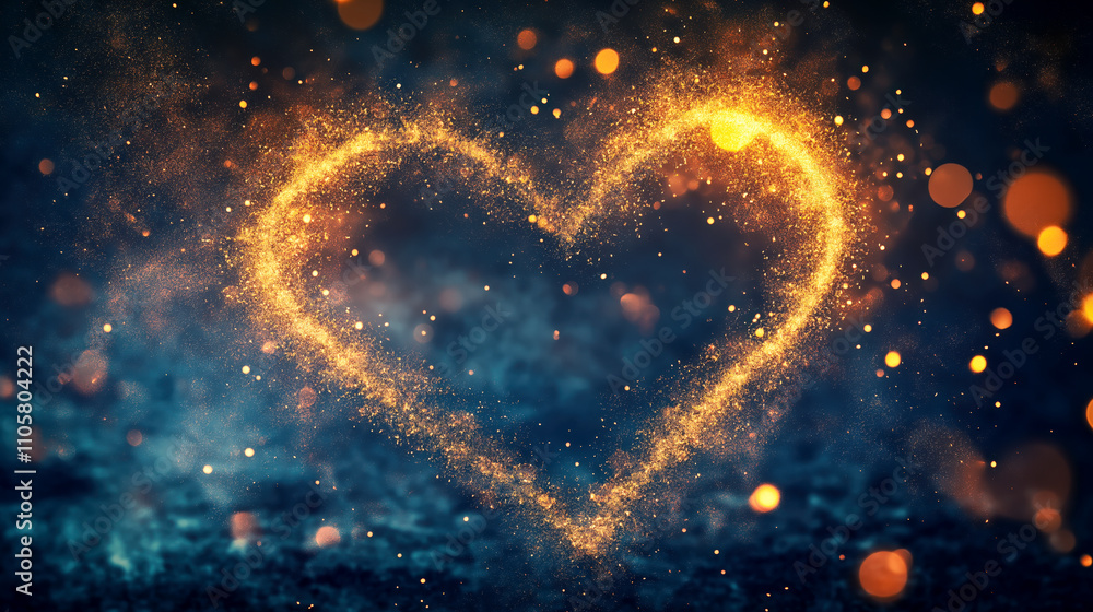 A mesmerizing heart shape created with sparkling lights and shimmering particles, set against a dark background, symbolizing love and magic. A mesmerizing heart shape created with sparkling lights and shimmering particles, set against a dark background, symbolizing love and magic.