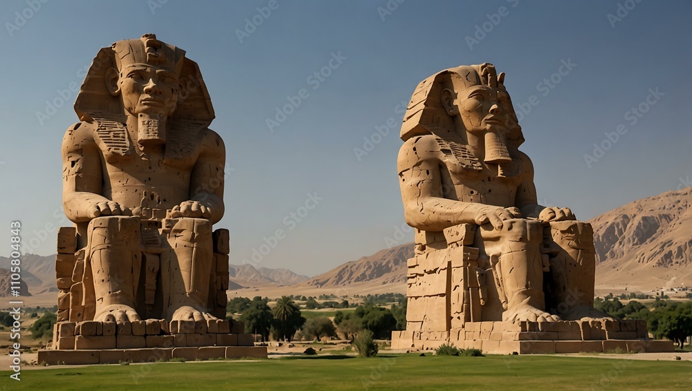 Fototapeta premium Colossi of Memnon statues in Egypt.