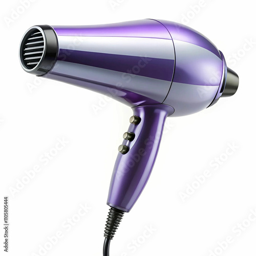 A professional hairdryer with a sleek design, featuring various