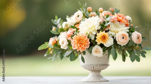 Wallpaper Mural Beautiful Floral Arrangement with Soft Peach and White Blooms in Elegant Vase, Perfect for Weddings, Events, and Home Decor to Brighten Any Space Torontodigital.ca
