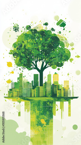 Simplified stylized graphic demonstrating the green transition of the economy